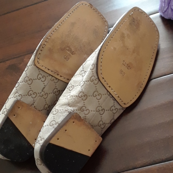 GUCCI..VINTAGE..SQUARE TOE LOGO LOAFER - Picture 4 of 7